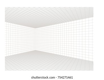 3D Room Corner Interior. Minimalistic Low Polygon Vector Illustration.