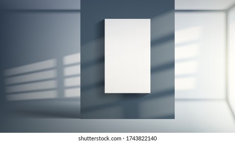 3D Room Interior With Empty Frame Banner With Sunlight. EPS10 Vector