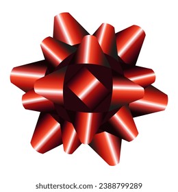 3 d rosette o arco de estrella. Cinta metálica. Vector aislado.
