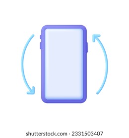 3D Rotate mobile phone. Device rotation set. Horisontal or vertical rotation icons. Trendy and modern vector in 3d style.