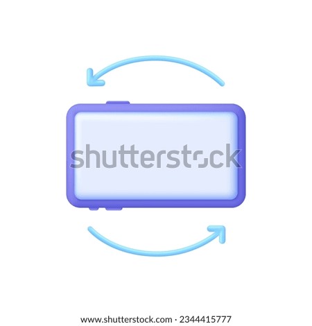 3D Rotate mobile phone. Device rotation set. Horisontal or vertical rotation icons. Trendy and modern vector in 3d style.