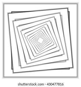 3d rotating concentric white squares. Abstract vector background. 