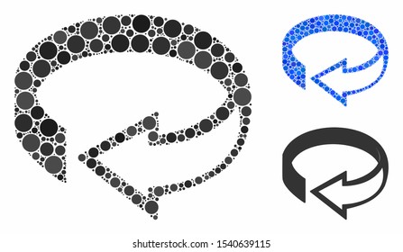 3d rotation composition of circle elements in different sizes and shades, based on 3d rotation icon. Vector circle elements are combined into blue composition.