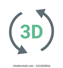 3D rotation icon. 3D sign icon. 3D New technology symbol.