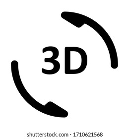 Icono de rotación 3d ilustración vectorial estilo plano aislado en fondo blanco.