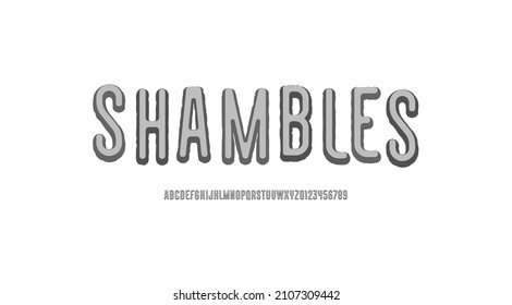 3D rough font, grunge stone texture alphabet, vector illustration 10EPS