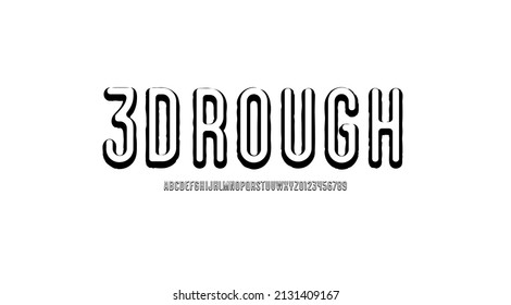 3D rough font, grunge stone texture alphabet, vector illustration 10EPS