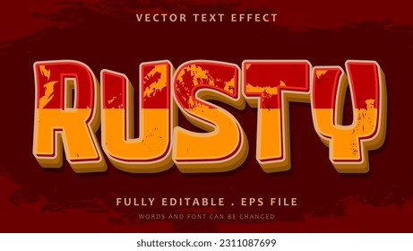 3d Rough Grunge Word Rusty Editable Text Effect Design Template. Im Grafikstil gespeicherte Wirkung