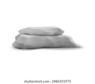 Podio de piedra áspera 3D, soporte de la pila de granito para la exhibición y presentación del producto. Vector de mármol realista escaparate pedestal. Escena de plataforma de roca gris natural, losa de roca de superficie brillante