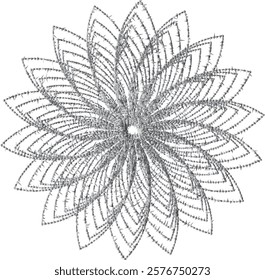 3d roughten flower design.3d style transform and roughen effect .illustration vector design.White background .Flower color black and white.