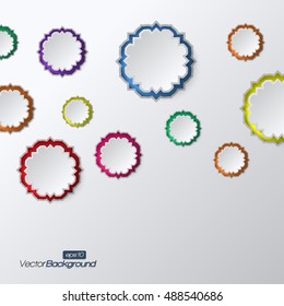 3D round abstract bubble shape with arabesque style on white background