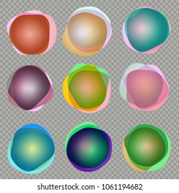 ?olorful 3d round banners. Overlay colors with creative shape. Fun label form. Tag object for design. EPS 10 vector file
