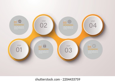 3D round buttons infographic template with four steps. Infographic template for web, business, presentations, vector. EPS 10 illustrations.