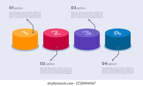 Botones redondos 3D con números Plantilla infográfica Horizontal para visualización de datos