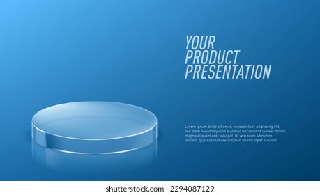 3D Round Clear Glass Podium Product Presentation. EPS10 Vector