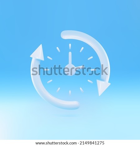 3d Round clock with arrow. Time keeping , measurement of time, time management and deadline, working hours concept. Vector illustration.