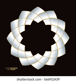 3D round luxuriant symmetrical Islamic arabesque design on dark brown background