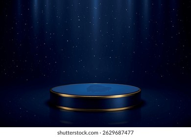 3D round pedestal in luxury colors for night-themed product display