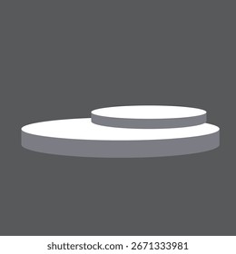 Plataforma de podio redondo 3D para la exhibición del producto.  Podio con escenarios circulares sobre fondo oscuro, perfecto para la presentación de productos, exposiciones, marca o diseño de exhibición moderno. Ilustración vectorial
