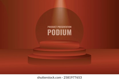 3D round podium set background with light and shadow. Abstract geometric composition in minimalist design. 