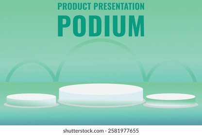 3D round podium set background with light and shadow. Abstract geometric composition in minimalist design. 