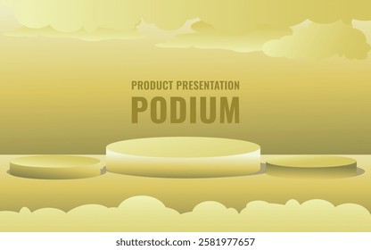 3D round podium set background with light and shadow. Abstract geometric composition in minimalist design. 