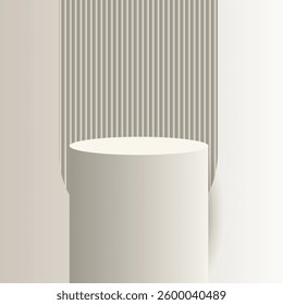 3D  round podium set post design. 3D studio display showroom product pedestal, Fashion stage showcase mockup scene.