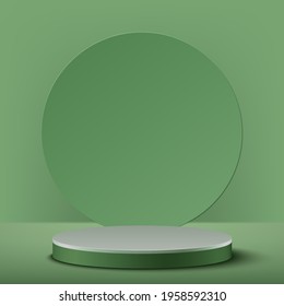 3D round podium Simple green color scheme.