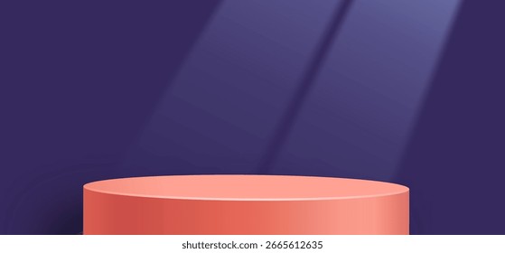 3d Round podium stage with nice and creative symbols on paper cut style with color background for cosmetics brand design and advertising