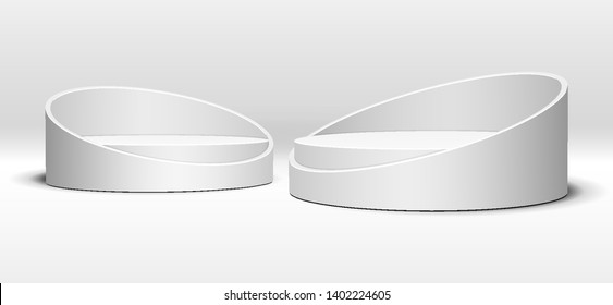 3D Round, Two Circle Stage Podium, Pedestal Isolated On White Background. Vector Illustration. Ready For Your Design. Product Advertising. Vector EPS10