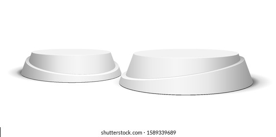 3D Round, Two Circle Stage Podium, Pedestal Isolated on White Background. Vector illustration. Ready For Your Design. Product Advertising. Vector EPS10