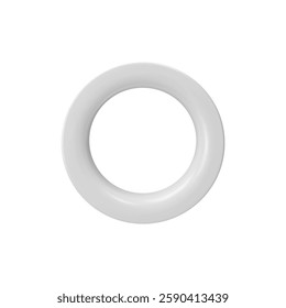 3D round vector frame. White glossy circle window silhouette. Border design for a picture or photo. Realistic 3d empty ring shape isolated. Render architecture frame, simple shape