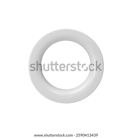 3D round vector frame. White glossy circle window silhouette. Border design for a picture or photo. Realistic 3d empty ring shape isolated. Render architecture frame, simple shape