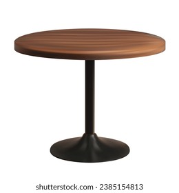 3D Round Wooden Retro Table Isolated On White Background. EPS10 Vector