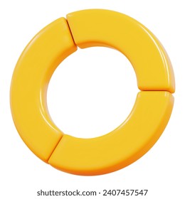 3d round yellow graph icon of business and market analysis concept. Stock vector illustration on isolated background.