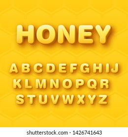 3d rounded alphabet design - Yellow typography on yellow background