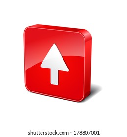 Up 3d Rounded Corner Red Vector Icon Button