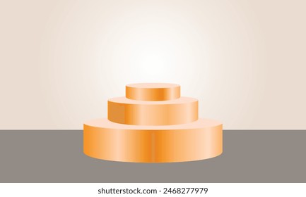 3D abgerundeter Podiumkopierbereich. Eleganter 3-stufiger Bühnenhintergrund. Für Werbung, Produktplatzierung, Branding, Werbung oder Werbung.