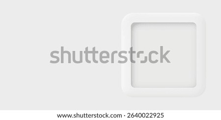 3D rounded square frame on white background graphic illustration have blank space. 