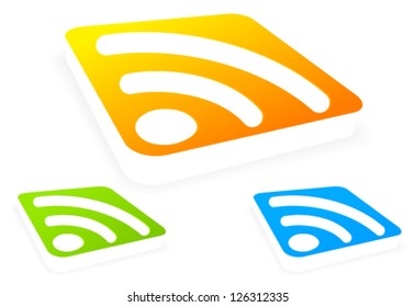3D Rss Icons in 3 colors