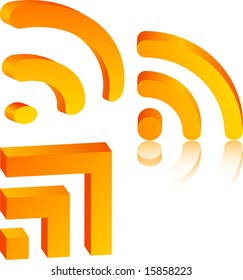 3d rss icons. Vector illustration.