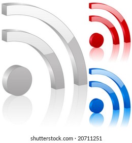 3D rss symbol set. Vector illustration.