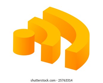 3d RSS symbol vector illustration