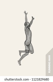 3d running man. Design for sport, business, science and technology. Vector illustration. Human body.