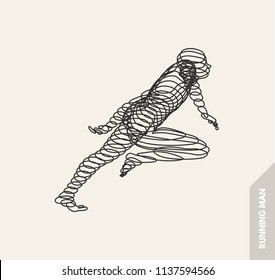 3d running man. Design for sport, business, science and technology. Vector illustration. Human body.