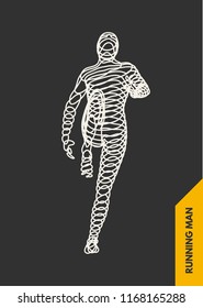3d running man. Design for sport, business, science and technology. Vector illustration. Human body.