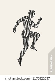 3d running man. Design for sport, business, science and technology. Vector illustration. Human body.