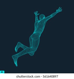 3d Running Man. Design for Sport, Business, Science and Technology. Vector Illustration. Human Body. 