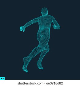 3d hombre de ejecución. Diseño para el deporte, los negocios, la ciencia y la tecnología. Ilustración vectorial. Cuerpo humano.