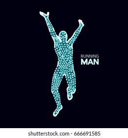 3d Running Man. Design for Sport, Business, Science and Technology. Vector Illustration. Human Body.